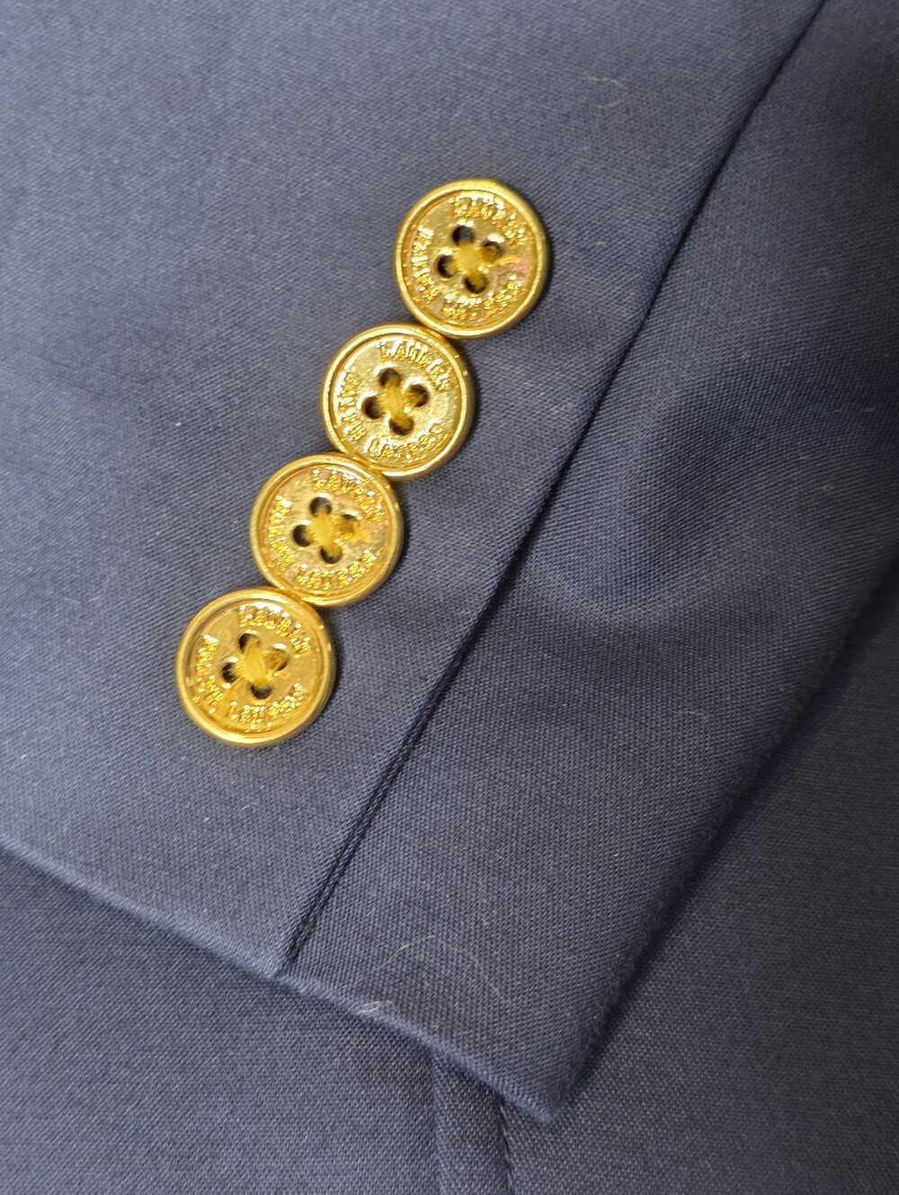Lauren Ralph Lauren Navy Cotton Crest Blazer Gold Buttons Size 14 Heritage - Picture 10 of 11